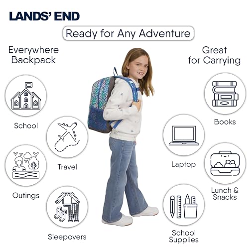 Lands' End Unisex Kids Medium ClassMate Lightweight Durable Elementary School Backpack, Sky Blue - color: Sky Blue