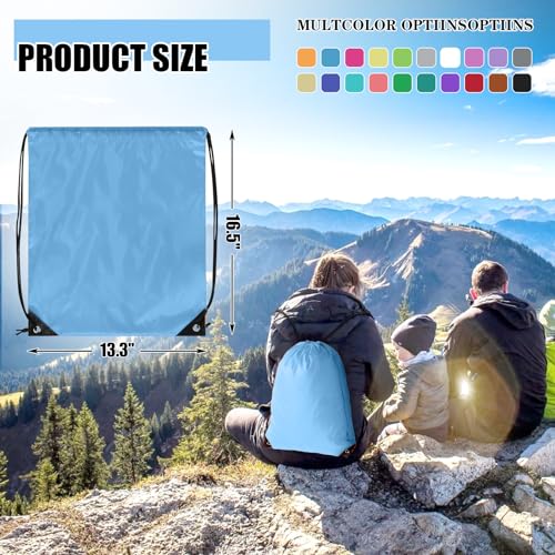 Grneric 100 Pieces Drawstring Backpack Bulk Cinch Sackpack Ployster Drawstring Bags for Gym Party Trip(Sky Blue) - color: Sky Blue