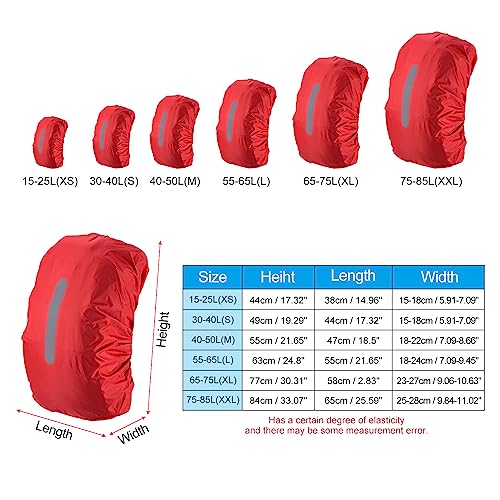PATIKIL Waterproof Backpack Rain Cover, Non-Slip Backpack Cover with Vertical Reflective Strap Stay Dry for Hiking, Camping, Hunting - color: Red, size: XX-Large