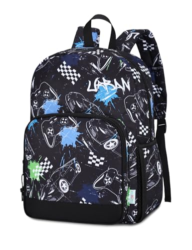 VASCHY Kids Backpacks, 12L Toddler & 17.5L School Backpacks, Lightweight Water-Resistant for Boys and Girls Ages 3-12 - color: Black & White Racer-s, size: Small