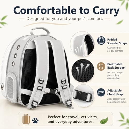 Expandable Cat Carrier Backpack with Bubble Window, Grey - color: Grey
