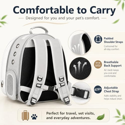 Expandable Cat Carrier Backpack with Bubble Window, Grey - color: Grey