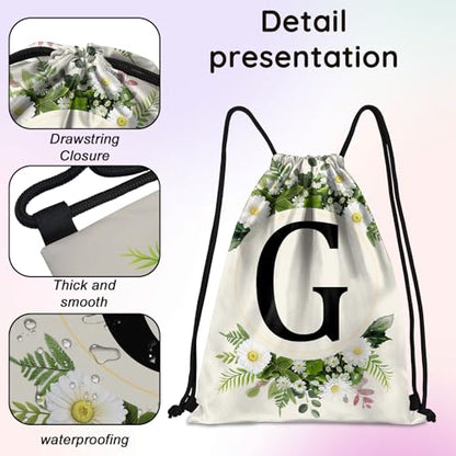 Initial Letter Drawstring Backpack String Sports Gym Bags Waterproof Sackpack Cute for Men Women Beach (13"×17") (Letter-G) - color: Letter-g