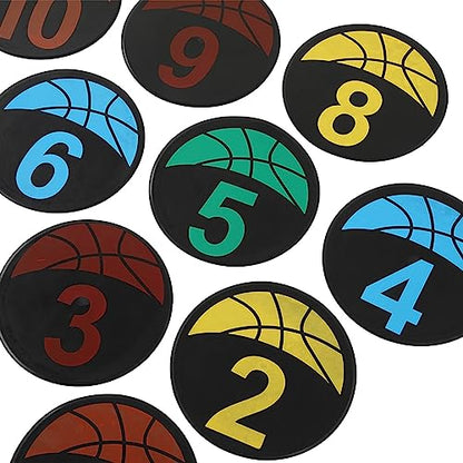 Flat Cones Numbered Spot Markers Set 110 for Soccer Basketball Agility Training – Bright PVC Floor Markers for Sports Drills and Classroom Activities