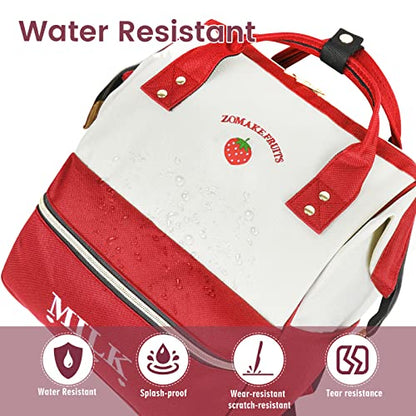ZOMAKE 15.6 Inch Travel Laptop Backpack for Women Men - Anti Theft Water Resistant Bag Daypack - Computer Bag Business Work Cute Backpacks(Strawberry) - color: Strawberry