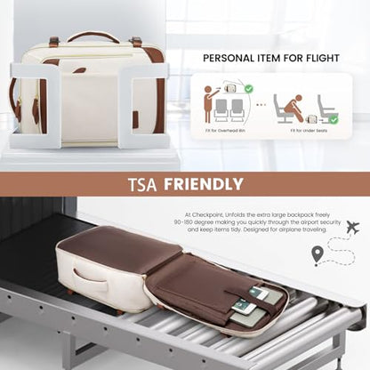 LOVEVOOK Travel Backpack for Women, 40L Carry On Backpack with 3 Packing Cubes,TSA Personal Item Travel Bag Airline Approved, Water Resistant Weekender Overnight Luggage Daypack, Fits 17 Inch Laptop - color: D-beige-brown, size: Large - 17.3 Inch - 40L -