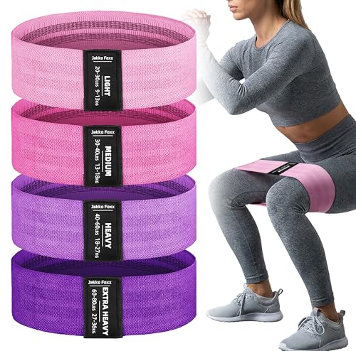 Fabric Resistance Bands,5 Non-Slip Fabric Workout Bands,Booty Bands for Women & Men, Elastic Exercise Bands for Legs, Glutes, Hips & Thighs, Home Fitness & Gym - color: Pink 4-Pack