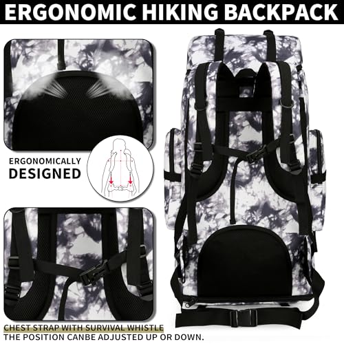 Hiking Backpack for Men 70L/100L Camping Backpack Military Rucksack Molle 3 Days Assault Pack for Climbing | Camping Backpack - color: 100l-blackwhite