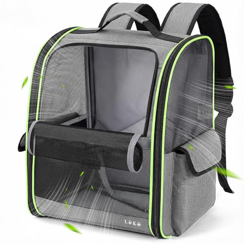 Lekereise Cat Backpack Carriers, Dog Carrier Backpacks with Breathable Mesh for Small Medium Cats Dogs Puppy Up to 18 Lbs, Pet Foldable Carrying Backpack Ventilated for Travel Hiking Collapsible - color: Gray, size: 12.99"L x 10.63"W x 15.75"H