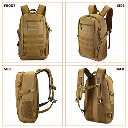 HUNTVP 20L Tactical Backpack Military MOLLE Backpack Daypack Rucksack Gear Tactical Assault Pack Bag for Hunting Camping Trekking (20L-Dark Brown) - color: Dark Brown, size: 20L