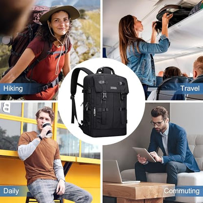 WITZMAN Travel Laptop Backpack for Men Fit 16 inch Computer Carry-on Airline Approved with USB Charging Port(B716 Black) - color: Black