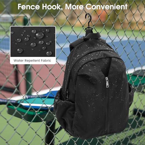 G4Free 20L Pickleball Bag for Women, Pickleball Paddle Backpack with Fence Hook, Work Travle Bag with 15" Laptop Compartment-Black - color: Black