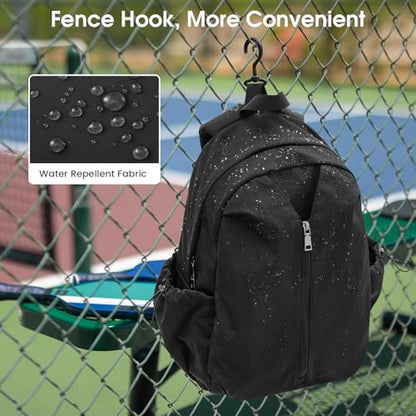 G4Free 20L Pickleball Bag for Women, Pickleball Paddle Backpack with Fence Hook, Work Travle Bag with 15" Laptop Compartment-Black - color: Black
