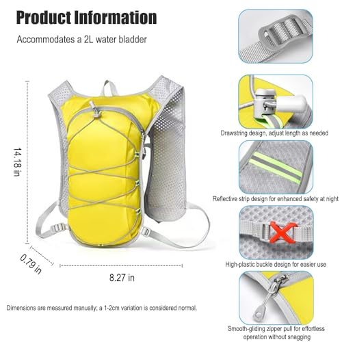 Travel Hiking Cycling Lightweight Backpack Adjustable shoulder straps, Running Hydration Vest for Outdoor Trail for Men Women-Yellow
