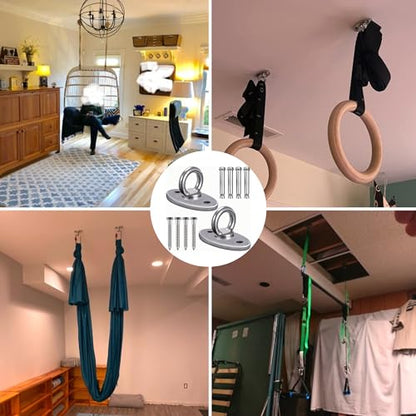 SELEWARE Ceiling Mount Cast Stainless Steel Swing Hanger Wall Anchor Hanging Yoga Swing Hammock Chair Suspension Straps Heavy Bag and More 2 Pcs - color: Ceiling Mount (2 Pack)