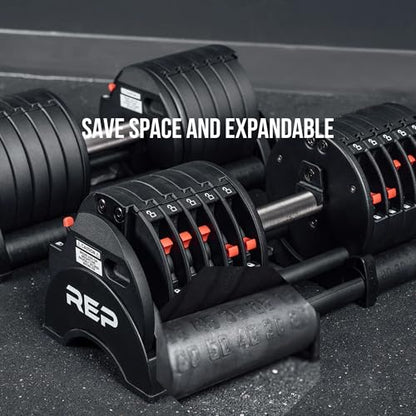 Rep Fitness Quickdraw Adjustable Dumbbells, Multiple weight ranges available including: 5-30, 5-40,5-50 and 5-60 lbs - style: 5-50 lbs