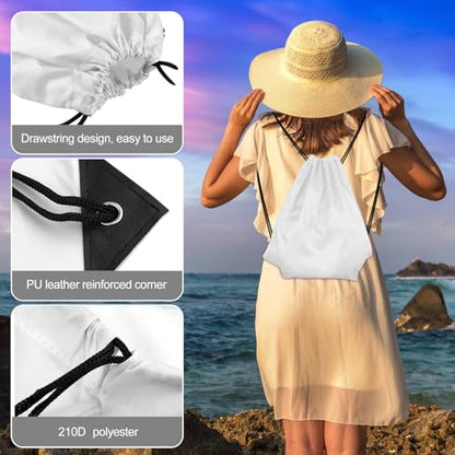 KUUQA 2 Pcs White Drawstring Backpack Drawstring Bag Bulk Sports Cinch Bags String Backpack Storage Bags for Gym Traveling - color: White