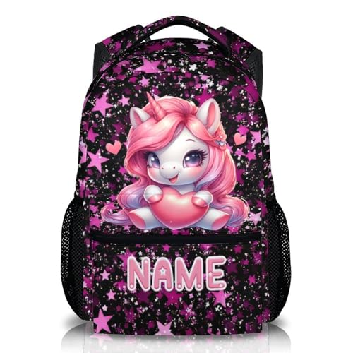 Custom Unicorn Backpack Personalized Girls Bookbag for Kids 6-8, Cool Backpacks for Preschool Elementary Kindergarten Large Capacity Schoolbag for Travel School Camp Hiking - color: Pink1