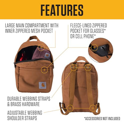 Carhartt Classic Mini Backpack, Durable, Water-Resistant Backpack with Adjustable Shoulder Straps, Marmalade - color: Marmalade