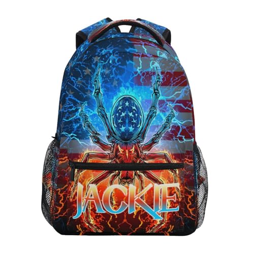 susiyo Custom Name Backpack Personalized School Bookbag Red and Blue Lightning Spider Lightweight College Back Pack Travel Camping Casual Daypack for Teens Girls Boys Women Men - color: Custom Spider