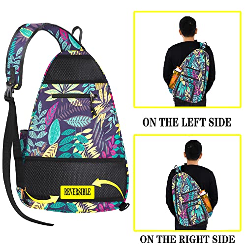 Pickleball Bag - Pickleball Bags for Women Men - Pickleball Backpack - Travel Pickleball Paddle Case, Pickle Ball Bag for Pickleball Paddle Tennis Racket, Protable Pickleball Sling Bag - color: Green Leaf