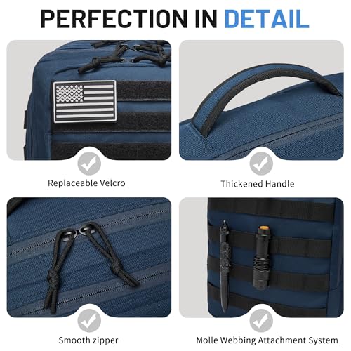 Wotony Military Tactical Backpack for Men Waterproof Daypack 3 Day Assault Pack Molle Bag with Water Bottle Holder - color: Blue, size: 35L