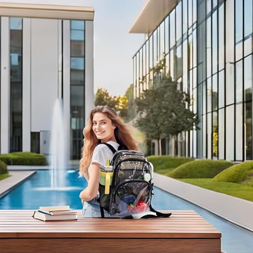 Clear Backpack, Clear Bag Stadium Large See Through Bookbag Heavy Duty PVC Transparent Backpacks for School - color: Red-1pack
