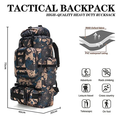 100L Camping Hiking Backpack,Molle military Tactical rucksack backpack,Waterproof Lightweight Hiking Backpack - color: Bluecp