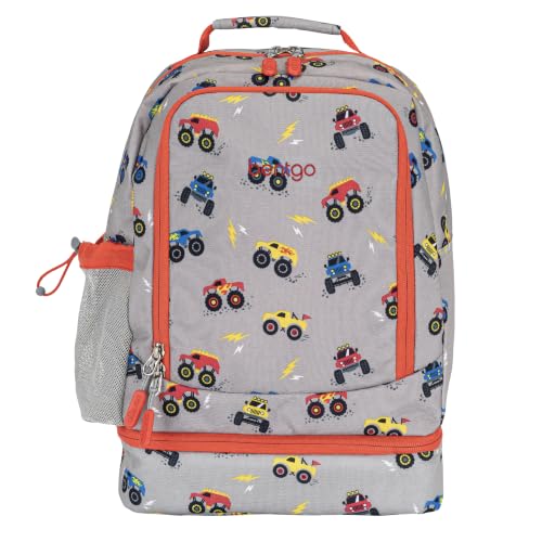 Bentgo Kids 2-in-1 Backpack & Insulated Lunch Bag - Durable 16” Backpack & Lunch Container in Unique Prints for School & Travel - Water Resistant, Padded & Large Compartments (Trucks) - color: Trucks