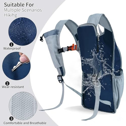 Hiking Backpack 10L/15L Small Daypack Lightweight Packable Travel Foldable Water Resistan for Women Men (Navy Blue, 10L) - color: Navy Blue, size: 10L