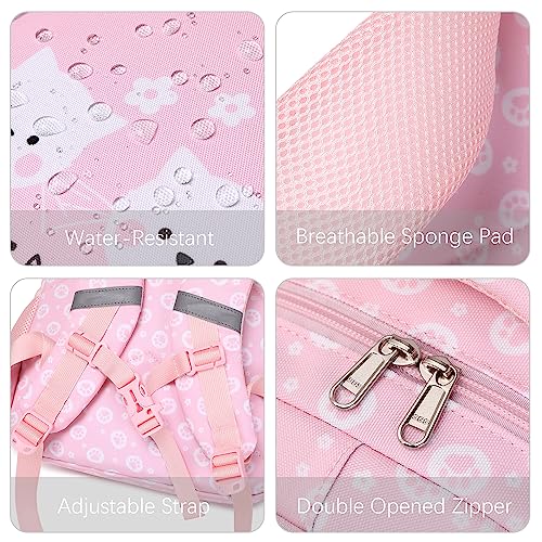 abshoo Cute Cat School Backpack For Girls Elementary Kindergarten Kids School Bag (Cat Pink A) - color: Cat Pink