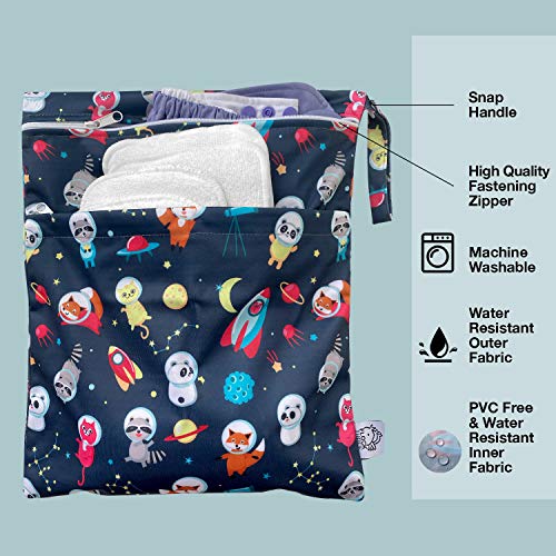 4pcs Waterproof Wet Bag Reusable for Wet Clothes Baby Diapers Stroller Swimsuit Travel Reusable toiletries Pouch Small and Larger Electronics case 4 Pack (Blue Sky) - color: Blue Sky