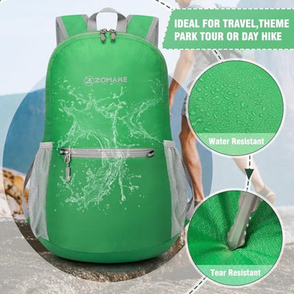 ZOMAKE Ultra Lightweight Hiking Backpack 20L, Packable Small Backpacks Water Resistant Daypack for Women Men(Grass Green) - color: Grass Green