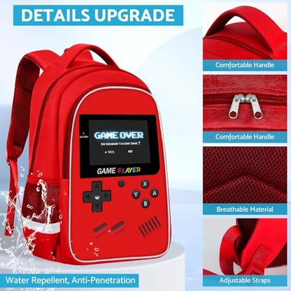 TILYTADLY School Backpack For Boys - Gamer Boys Backpack For Kids Children Teens Elementary Middle School - Ages 6-18，17″ - color: 3-red-backpack Only