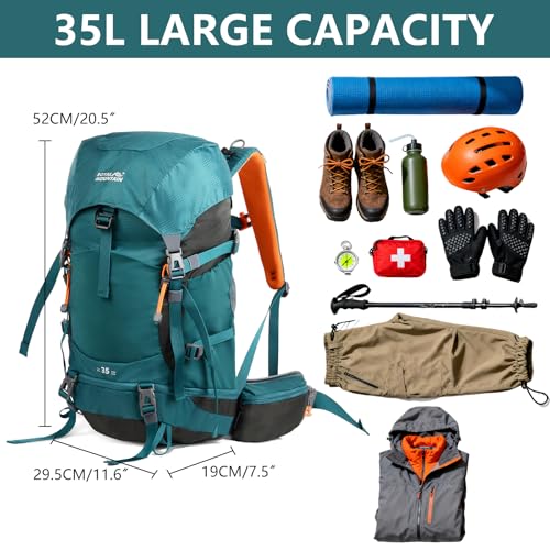 35L Hiking Backpack for Women men,Waterproof Camping Outdoor Backpacking Backpack for Travel lightweight Hiking Trekking Daypack - color: Green