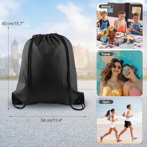KUUQA 2 Pcs Drawstring Backpack Bags Bulk Sports Cinch Sack String Backpack Storage Bags for Gym Traveling（Black, Red） - color: Black, Red