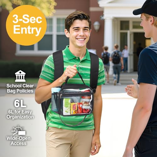 PACKISM Clear Backpack for School - 17 inch Large Heavy Duty Bookbag, Reinforced See Through PVC Transparent Backpack - color: Set-black & Black, style: Daypack Backpacks