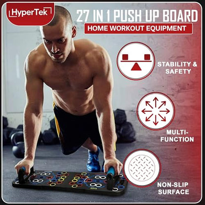 Hybertek 27 in 1 Pro Push Up Board | Multi Functional Foldable Push Up Stand for Strength Training, Fat Burning & Full Body Workout at Home | Muscle Training Push Up Bar Board for Men & Woman Fitness