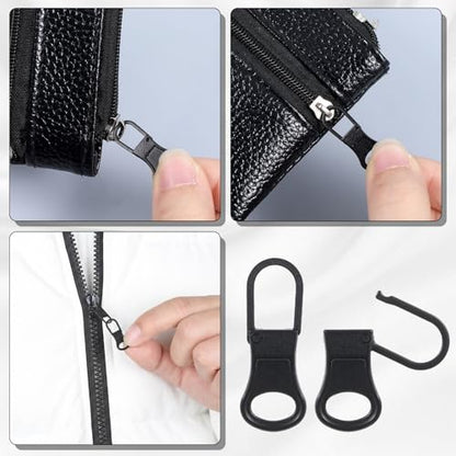 10 PCS Metal Zipper Pull Replacement, Detachable Replacement Zipper Pull Tab Zippers Repair Kit Zippers Clips for Jackets, Jeans, Backpacks, Boots, Purses, Coat, Pants, Suitcase, Purses, Small Holes