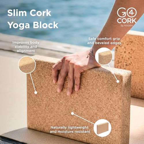 Go4Cork Cork Slim Yoga Block for Yoga, Pilates & Meditation | Non-Slip, Hypoallergenic, Sustainable, Non-Toxic Yoga Block