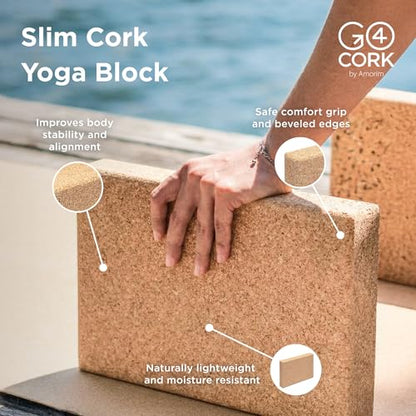 Go4Cork Cork Slim Yoga Block for Yoga, Pilates & Meditation | Non-Slip, Hypoallergenic, Sustainable, Non-Toxic Yoga Block