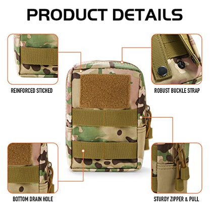 3 Pack Molle Pouch Combo Water Bottle Pouch Holder Tactical Molle Pouches Compact Utility Waist Bag Pack - color: Combo D:CP
