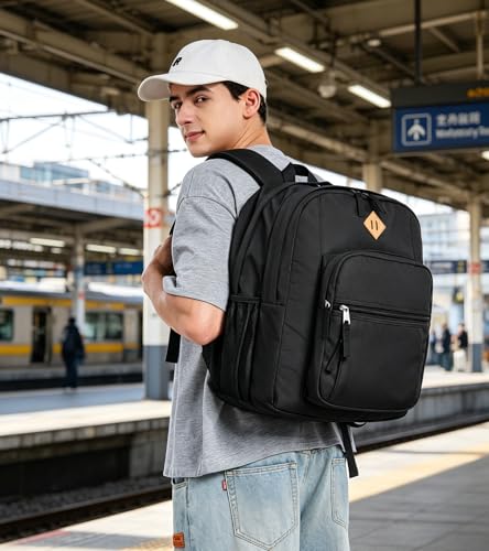 abshoo Classical Basic Womens Travel Backpack For College Men Water Resistant Large Bookbag (Black) - color: Black, size: Large