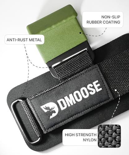 DMoose Fitness Weight Lifting Hooks (Pair) for Deadlifts, Pull Ups, Rows & Shrugs - Anti-Rip Nylon Strap Hand Grips with Thick Wrist Padding - Heavy Duty Wrist Straps for Weightlifting & Gym Workouts - color: Green