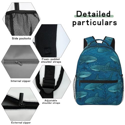 Whale Shark Casual Backpack, Lightweight Laptop Bag Daypack, Underwater Marine Life Backpacks for Women Teens Students, Ocean Cartoon Polyester Bookbag Gifts for School Work Travel Hiking - color: Whale Shark