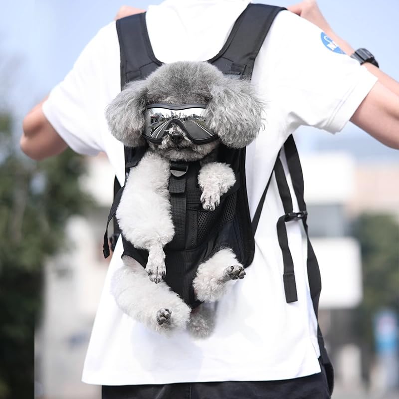 Wakytu Pet Front Dog Carrier Backpacks, Adjustable Dog Backpack Carrier, Comfortable Shoulder Straps, Soft Sponge Cushion, Designed to Fit Pets, S Size, 2-7LB - color: 2.0 Black, size: Small
