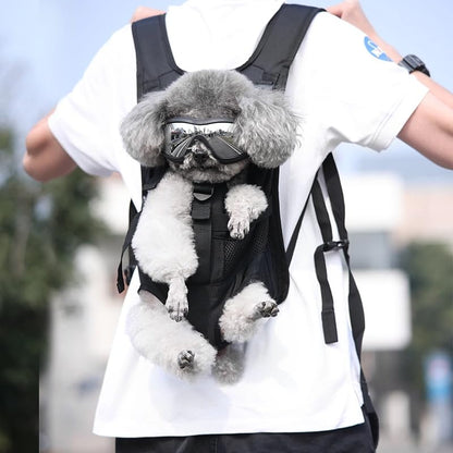 Wakytu Pet Front Dog Carrier Backpacks, Adjustable Dog Backpack Carrier, Comfortable Shoulder Straps, Soft Sponge Cushion, Designed to Fit Pets, S Size, 2-7LB - color: 2.0 Black, size: Small