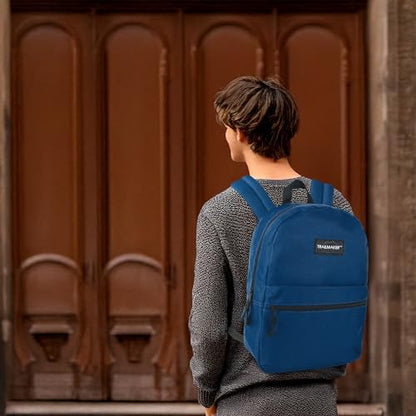 Trail maker Classic 17 inch Backpacks with Adjustable Padded Straps | School Backpacks for Girls, Boys (Navy) - color: Navy