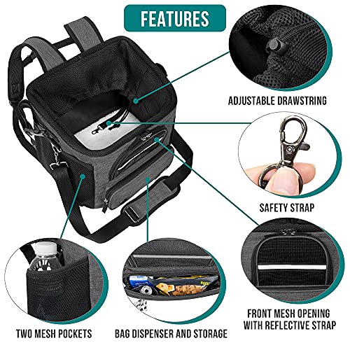 PetAmi Dog Bike Basket, Soft-Sided Ventilated Dog Bike Carrier Backpack, Pet Bicycle Basket for Bike Handlebar, Small Medium Puppy Cat Kitten Car Booster Seat with Safety Strap, Max 18 lbs, Dark Gray - color: Dark Gray