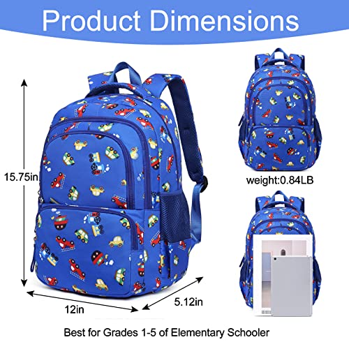 CLUCI Kids Backpack for Boys Bookbags Preschool Toddler Daycare School Bag Elementary Kindergarten Lightweight Waterproof Bluey Backpack Cars - color: 1-4 Blue Car